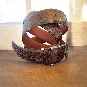 Torino Men's Genuine Ostrich Leather Belt | Size 42 | USA Crafted | Italian Buck